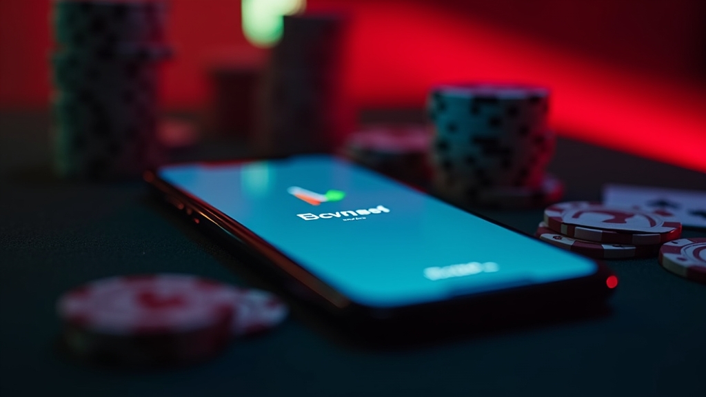 Telefone Android instalando APK em mesa de cassino