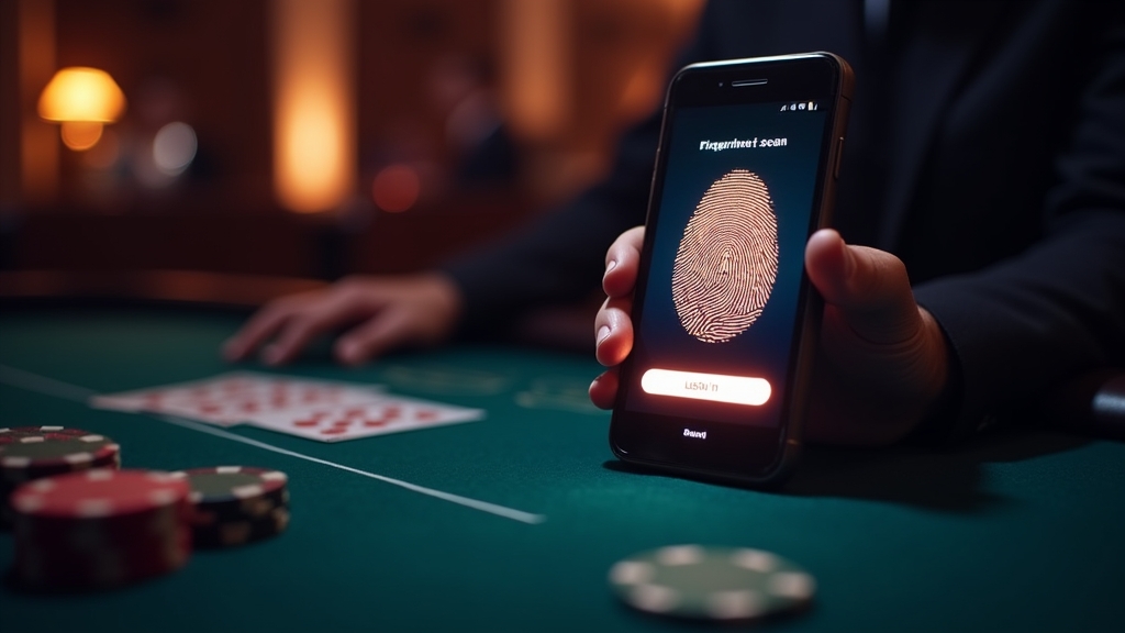 Tela de login no app com biometria em ambiente de cassino